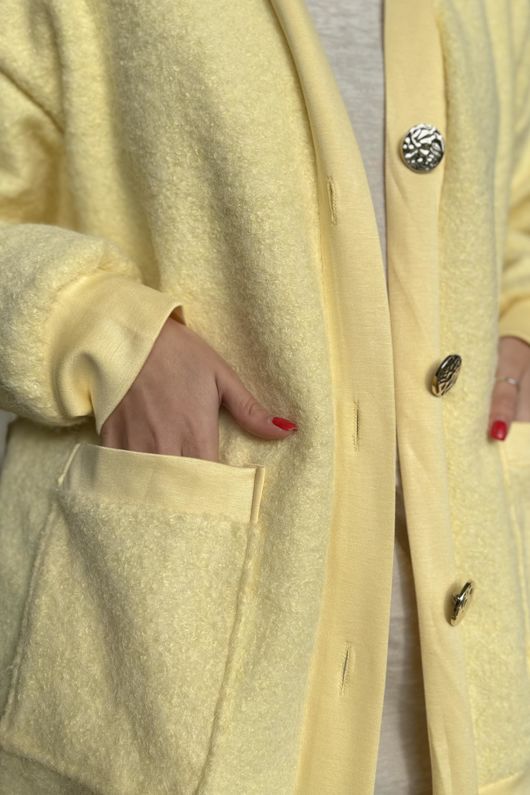 Beach Walk Fleece Cardigan Lemon